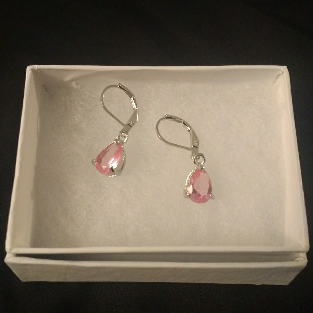 Pink CZ Earrings set in Sterling Silver